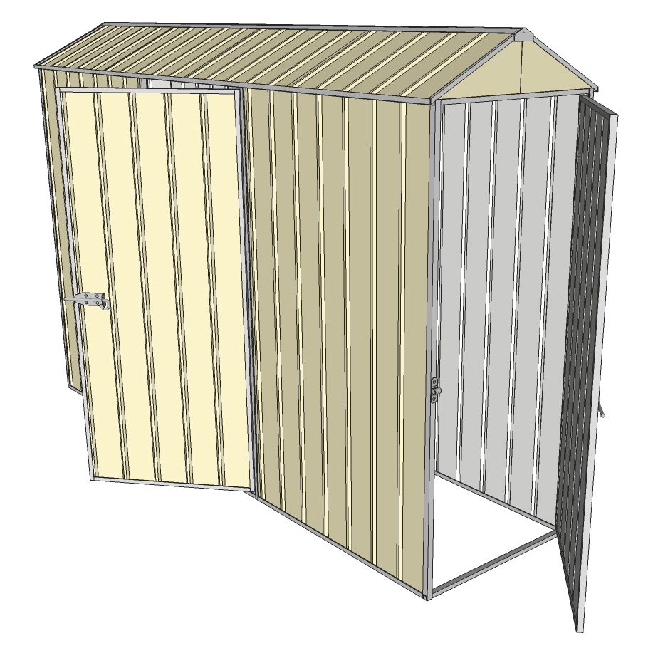 Garden shed gable 0.8x3.0m 1 hinged door + 1 hinged door cream