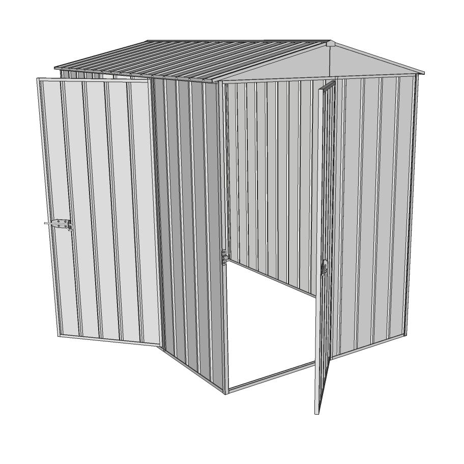 Garden shed gable 1.5x2.3m 1 hinged door + 1 hinged door zinc