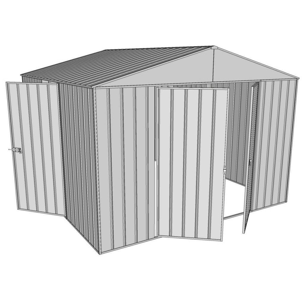 Garden shed gable 3.0x3.0m 2 hinged door + 1 hinged door zinc