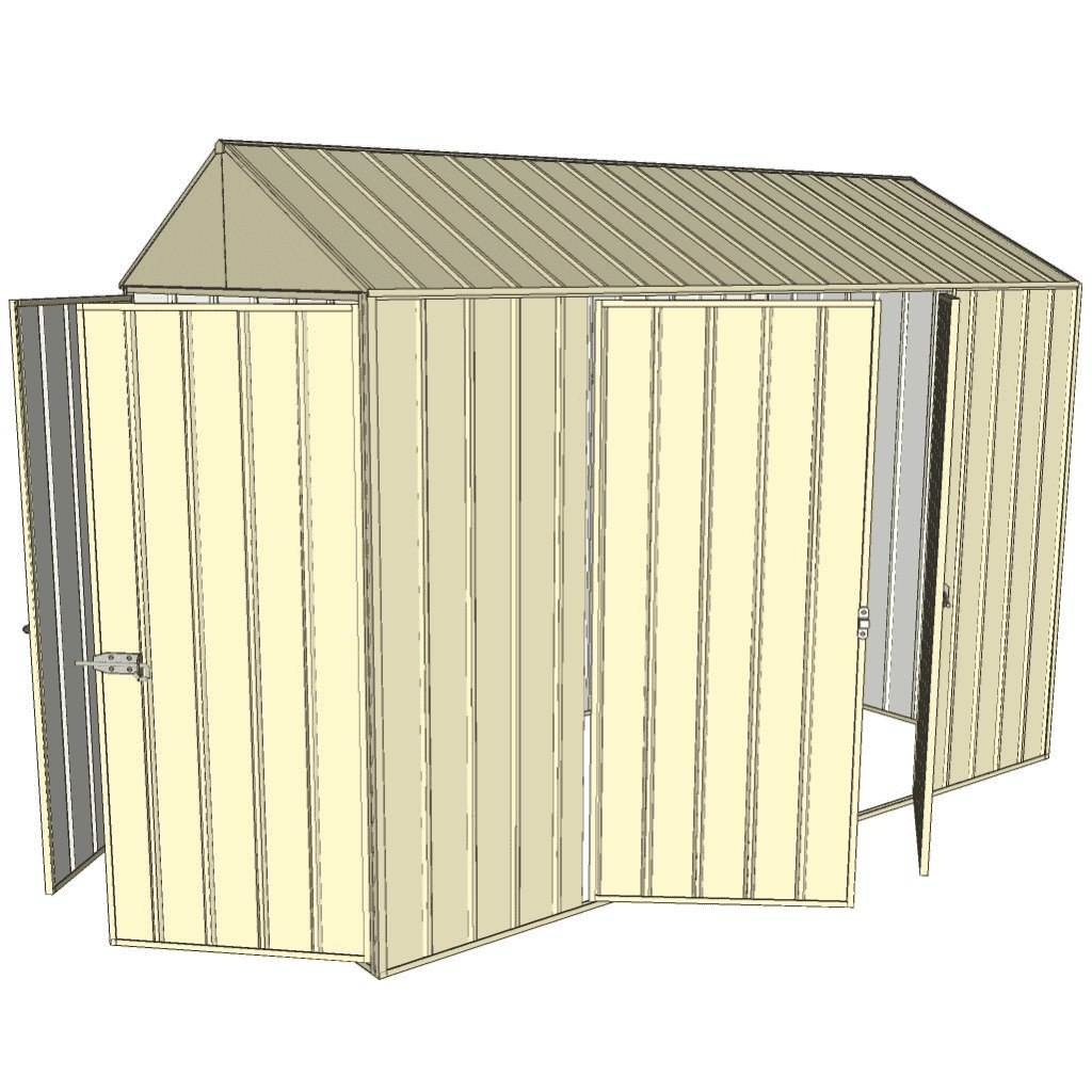 Garden Shed Gable 1.5 x 3.0 double hinged doors +double hinged door